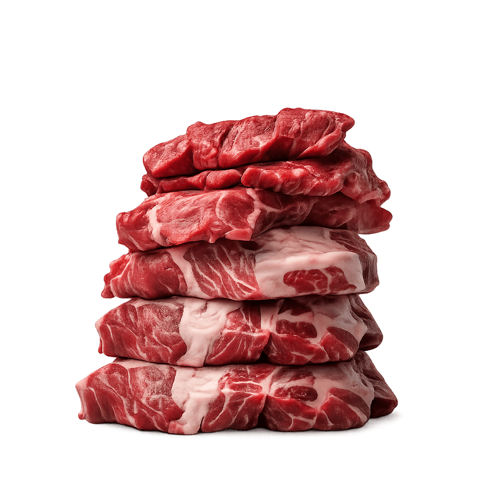 Pile de pièces de viande à race persillée